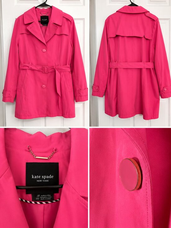 kate spade Jackets & Blazers - Kate Spade Watermelon Pink Trench Coat XXL